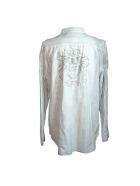 U.S. Expedition Long Sleeve Pinstripe Button Down Shirt with Back Decor…